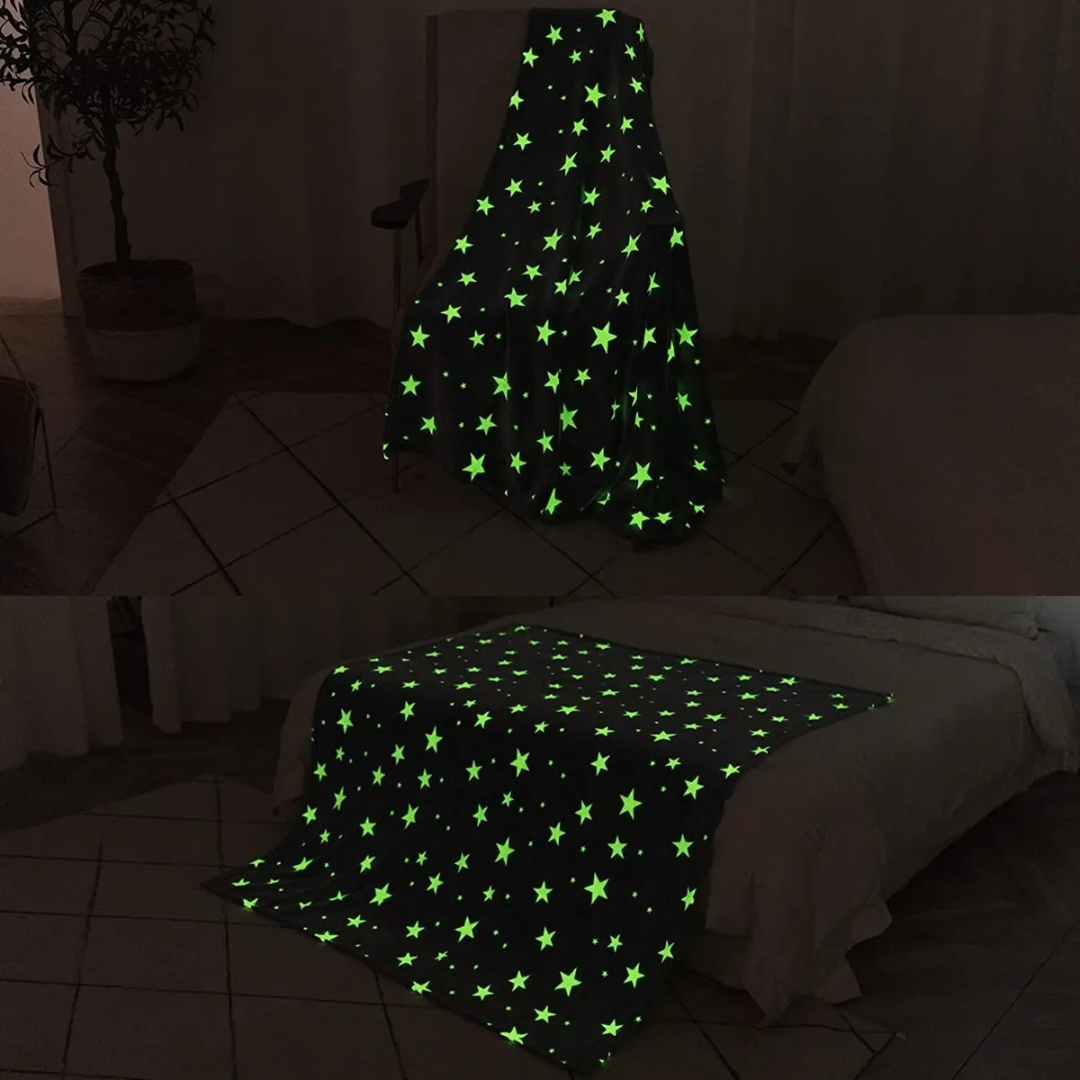 Cobija con Diseño de Galaxia Brilla en Oscuridad