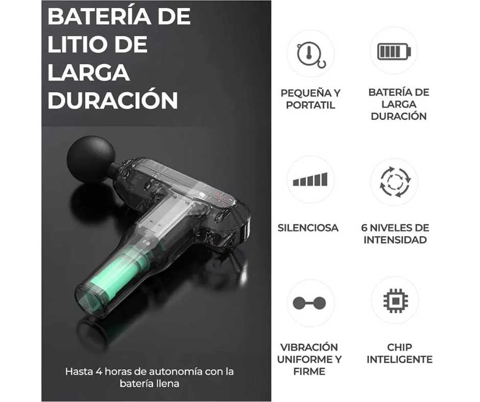 Pistola masajeadora de terapia de 6 velocidades